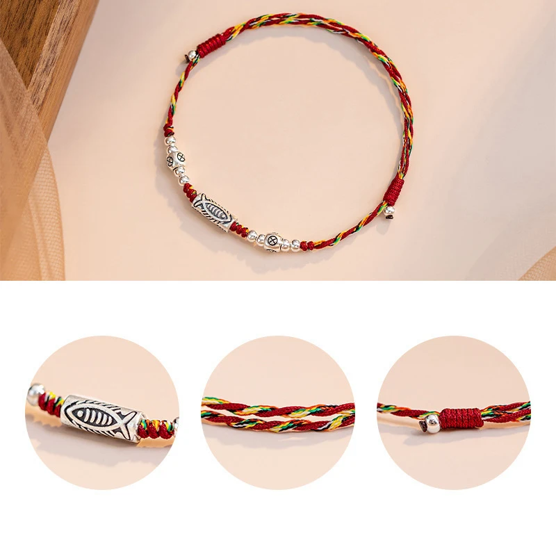 Chinese Style Lucky Koi Fish Handmade Braided String Bracelet Fashion Couple Adjustable Bracelets Friends Birthday Gifts