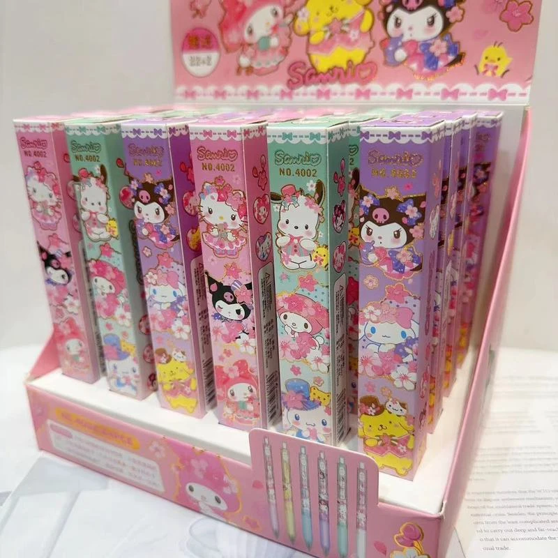 Imagem -03 - Sanrio Gel Pen com Kuromi Melody Cinnamoroll Pochacco Papelaria Estudante Escrever Canetas 0.5 Preto Escola Kid Exame Também Presentes Bonito Pcs 24 Pcs