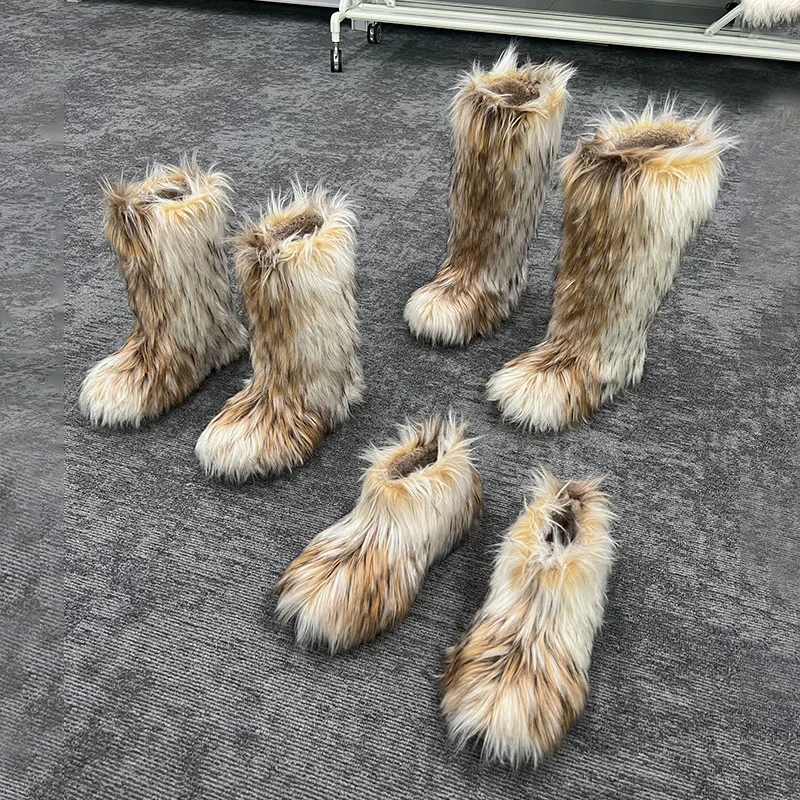 النساء أحذية الفراء الاصطناعي أفخم رقيق الثلوج الأحذية منتصف الخصر الدافئة ومريحة في الهواء الطلق الشتاء الأحذية حذاء بوت بطول الكاحل المألوف #2