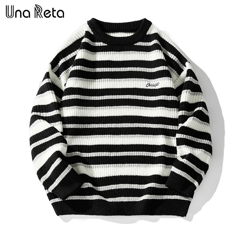 

Una Reta 2024 New Knitwears Sweater Men Pullovers Autumn Winter Harajuku Casual Long Sleeve Tops Warm Thick Sweaters Man