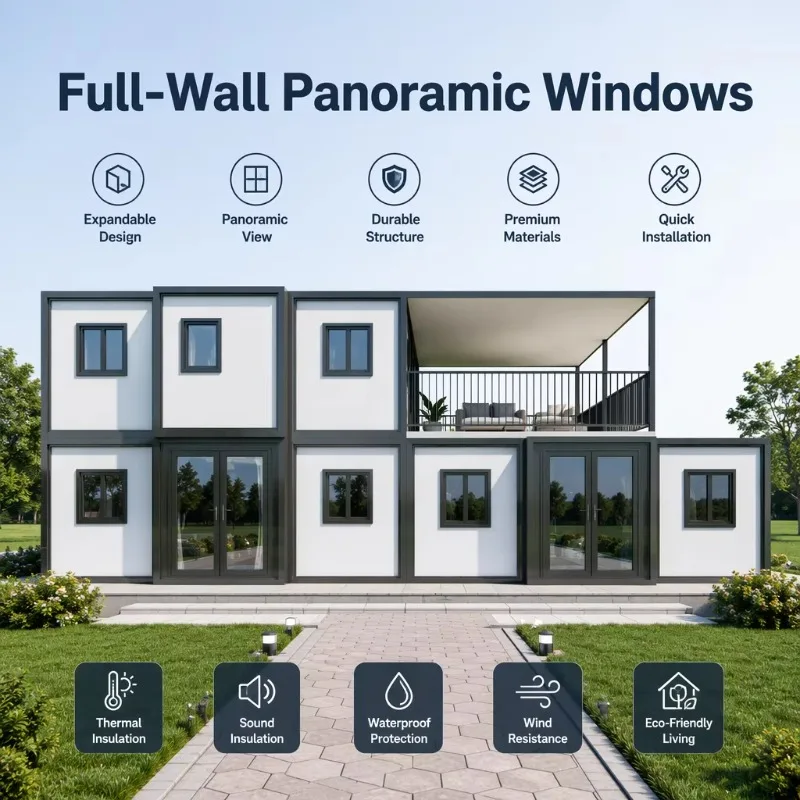 Luxury Two Story 3 Combined 20ft Units Expandable Container House With Outdoor Kitchen And Wide Terrace For Modern Living Villa