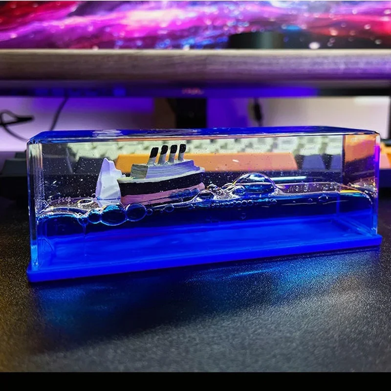

Titanic Cruise Fluid Hourglass Living Room Car Ornaments Creative Ship Sea Office Table Home Decor Decompression Toys Gifts