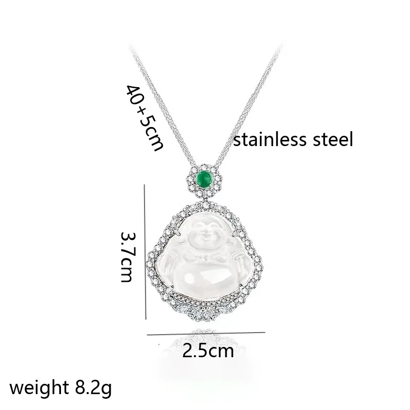 

Multi-functional light luxury collarbone chain, all-diamond ice transparent Buddha titanium steel women's necklace