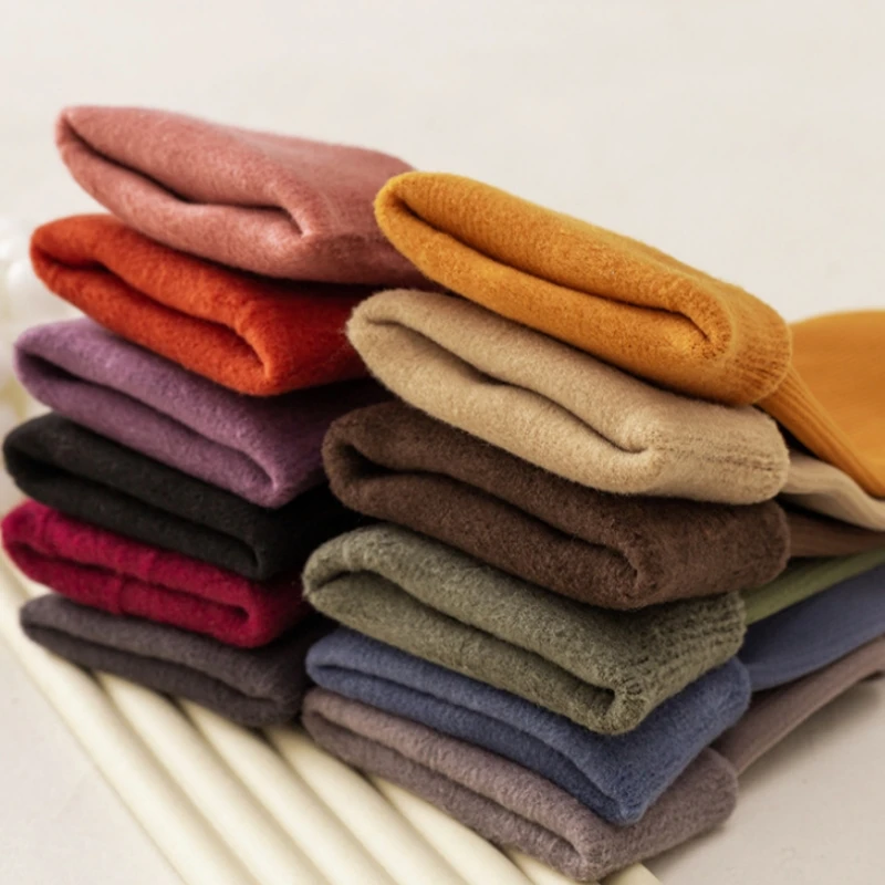 1 Paar Damen Thermo-gefütterte Crew-Socken, einfarbig, weich, gerippt, Thermo-Wadensocken, Damen-Rollmanschette, dicke, weiche Wintersocken – Detail 10