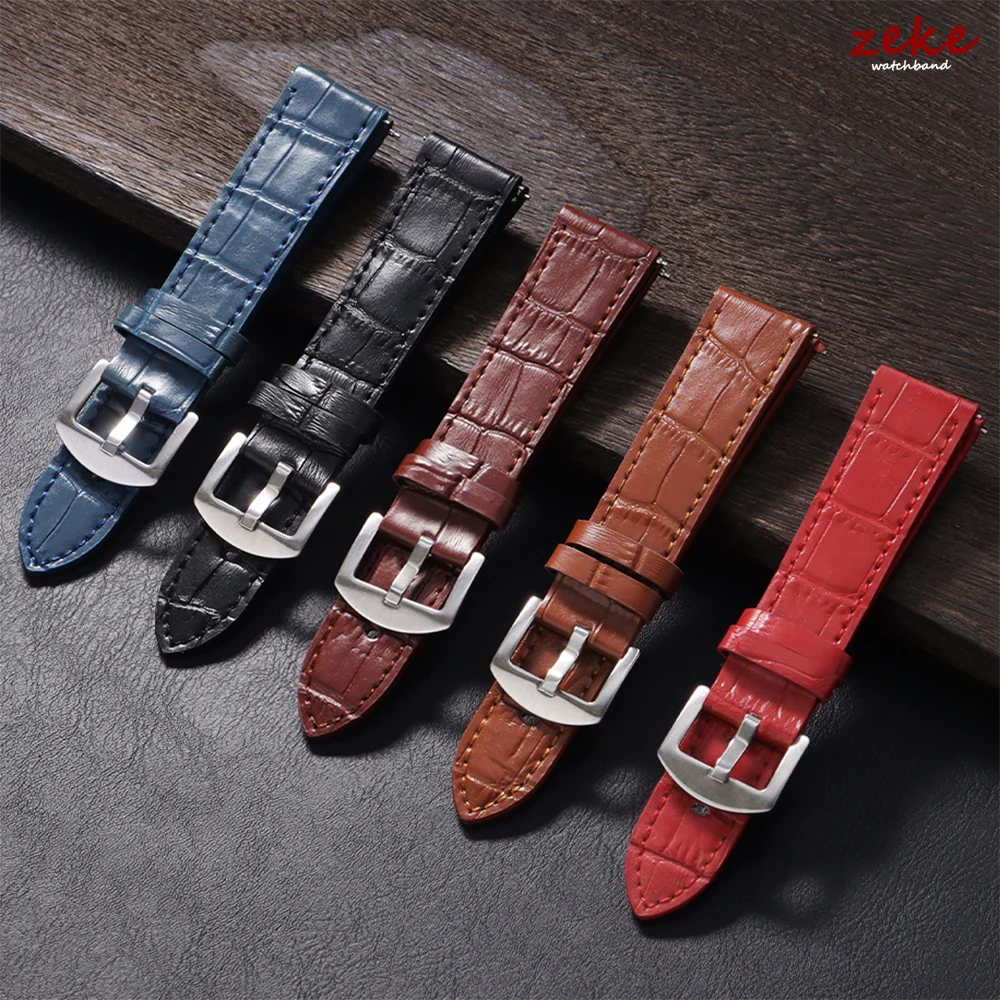 Echtes Kalbsleder-Uhrenarmband, Slub-Muster-Armband, 18 mm, 20 mm, 22 mm, universelles Armband für Herren und Damen, Uhrenzubehör
