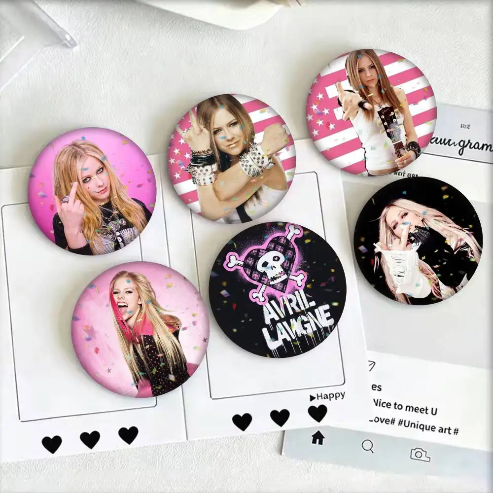 A-Avril L-Lavigne  Punk Singer 25 32 44 58 75mm Badges Personalized Round Brooches Pins Accessory Gift