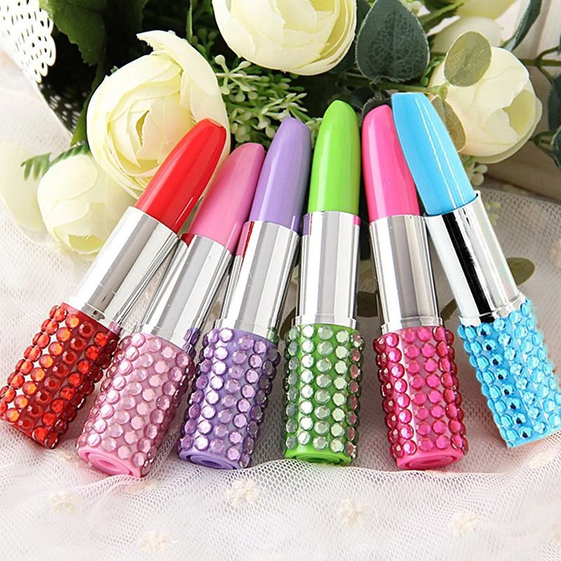 Diamonds Ballpoint Simulation Pen, Modeling Lipstick Canetas, Papelaria bonito para estudantes, escola, Office Write Supplies