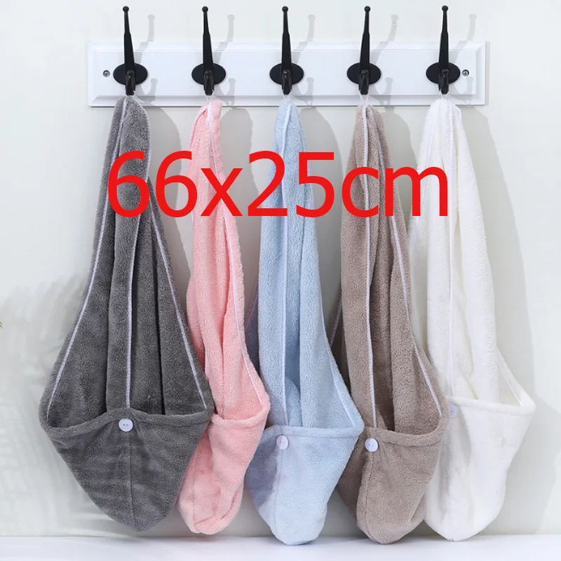 66x25cm Towel Women Adult Bathroom Absorbent Quick-Drying Bath Thicker Shower Long Curly Hair Cap Microfiber Wisp Dry Head Hair