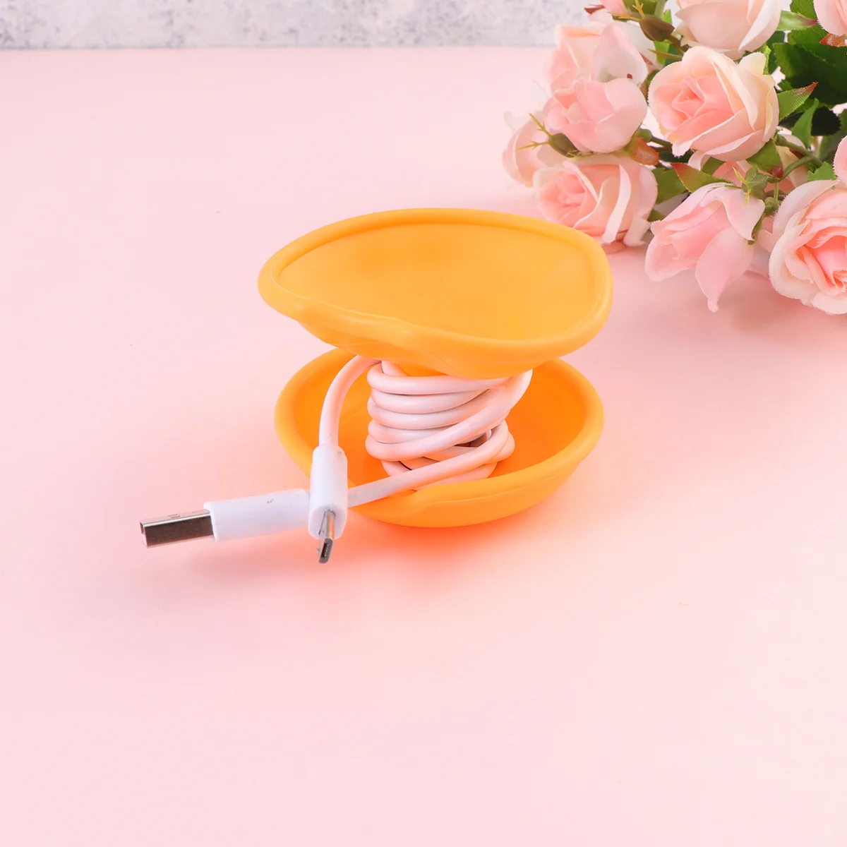 

Cable Organizer Round Earphone Holder Durable Cable Winder for Travel Work School Lightweight Yellow Earphone Holder