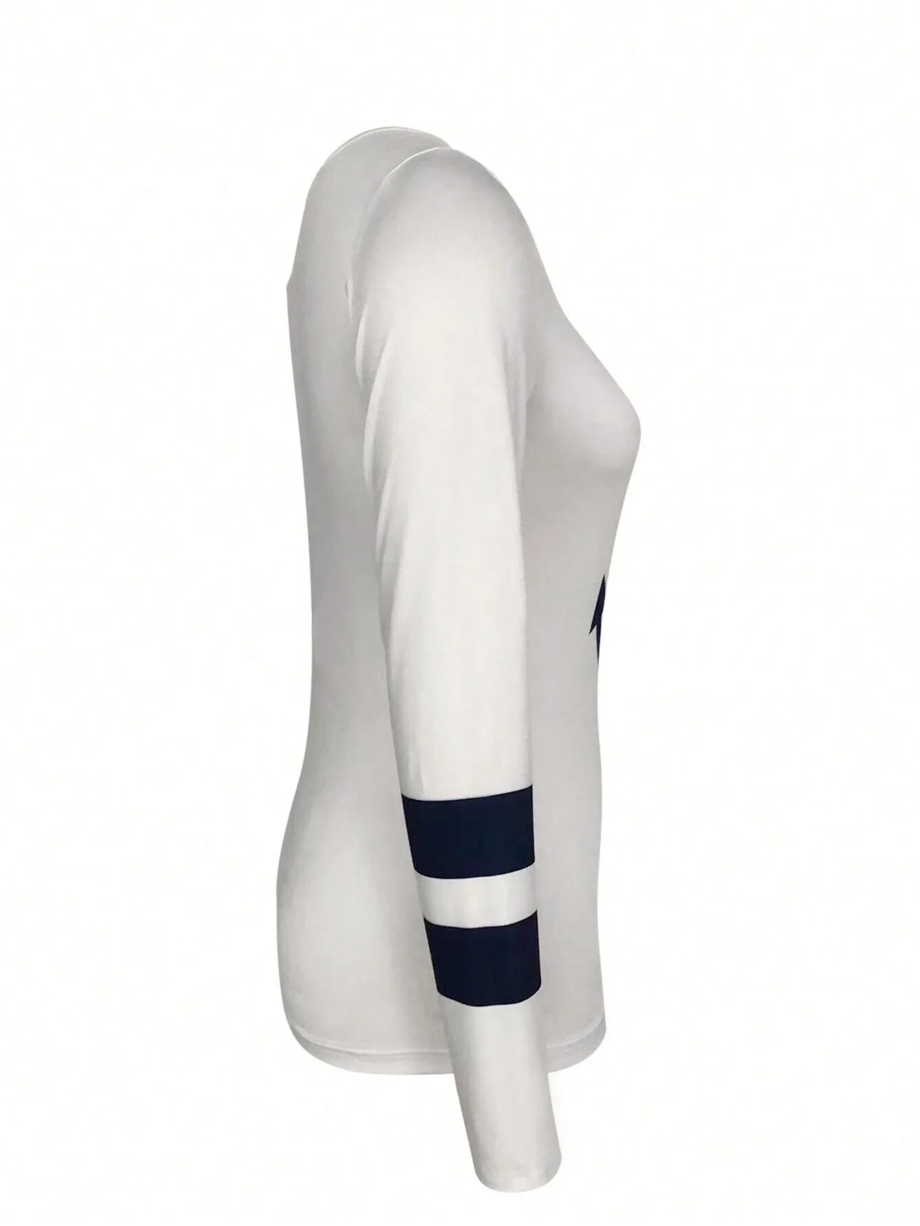 تي شيرت نسائي بياقة غير متماثلة وطباعة مرساة وأكمام طويلة تي شيرت جرافيك تي شيرت نسائي لملابس الربيع