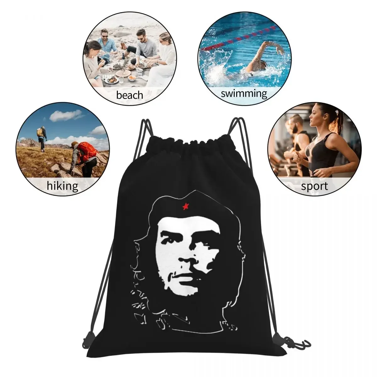 Che Guevara Backpacks Casual Portable Drawstring Bags Drawstring Bundle Pocket Sundries Bag Book Bags For Man Woman Students