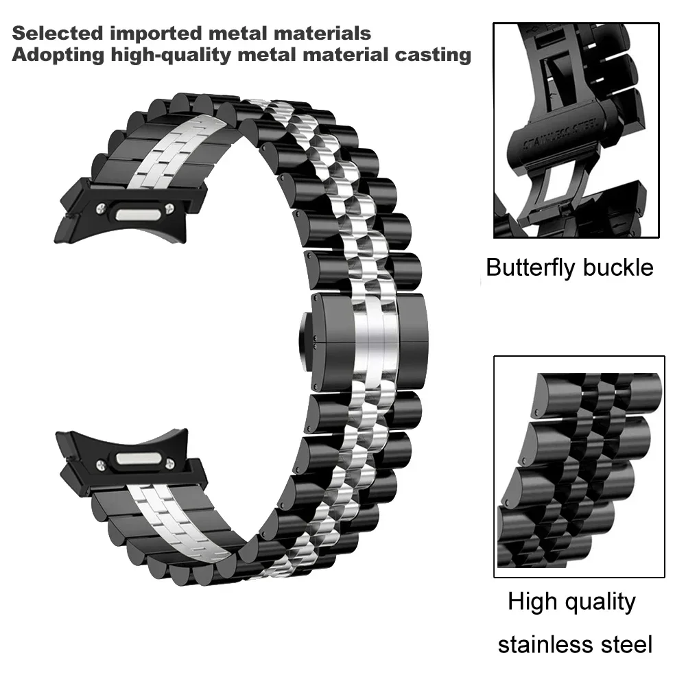 Pulseira de aço sem lacunas para Samsung Galaxy Watch 6 Classic 43 47mm Metal Quick Fit Band para galaxy watch 7/6/5/4 40mm 44mm 5Pro 45mm