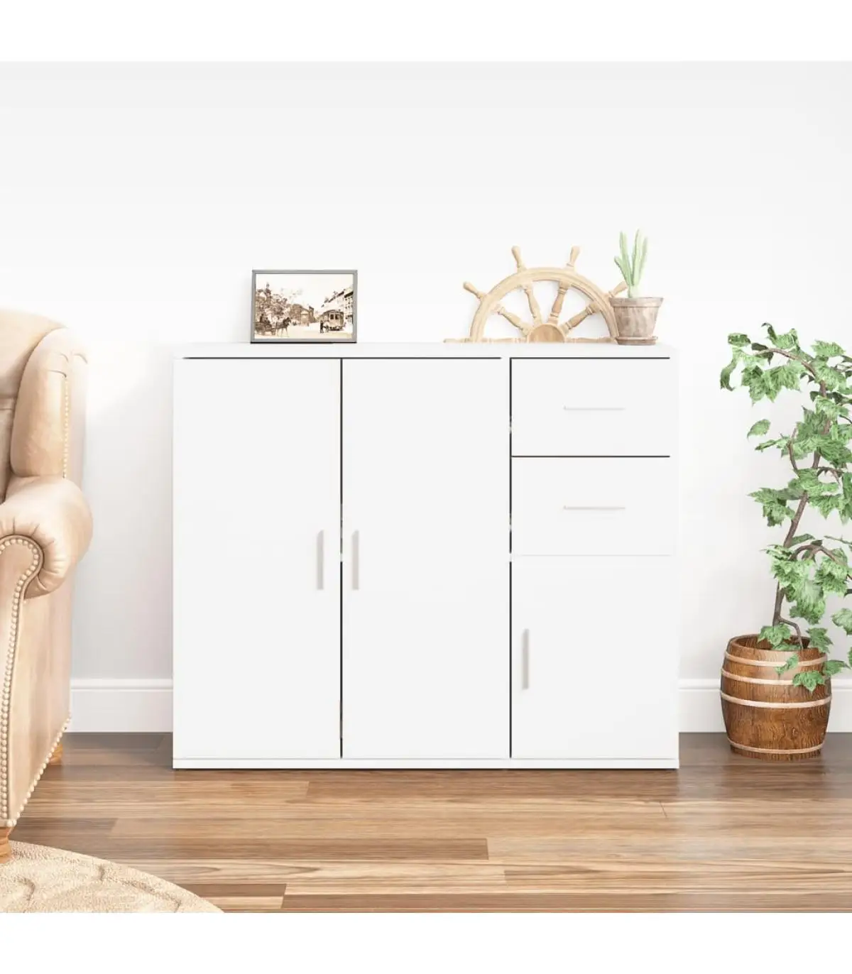 Glossy white plywood sideboards 91x29,5x75 cm