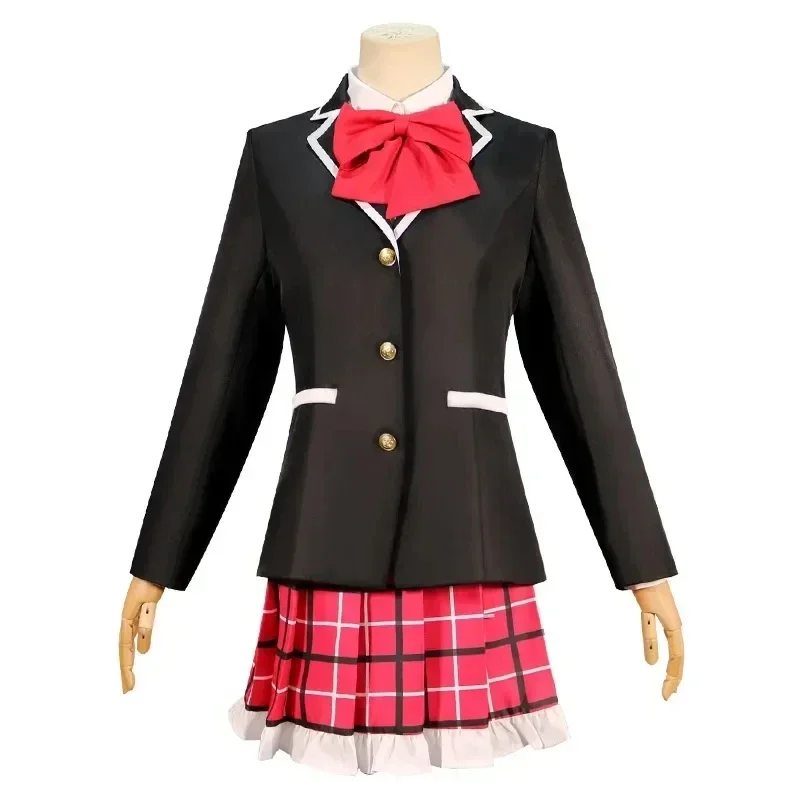 Disfraz de Cosplay de Anime Takanashi Rikka, pelucas de amor Chunibyo, otras delisiones Dekomori, falda de mujer, uniforme Jk, traje azul/negro