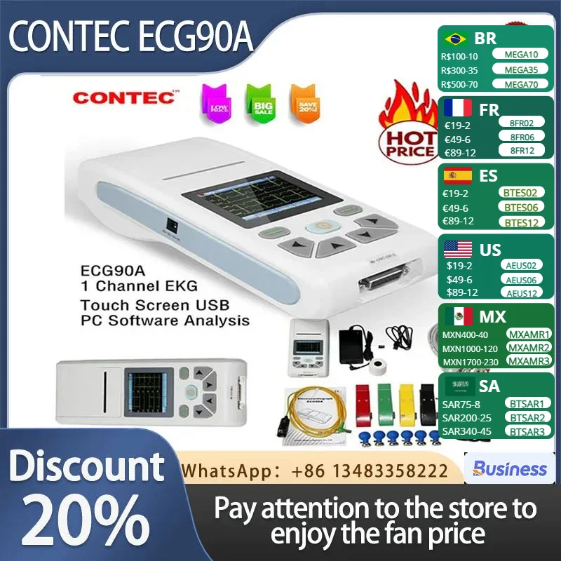 

CONTEC 12-Channel ECG/EKG Machine Electrocardiograph, PC software, Touch Screen ECG90A ECG 90A