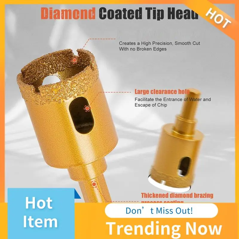 

CMHI-Diamond Hole Saw Kit Tile Core Drill Bits Set Brazed Hollow Tile Hole Saw Set (6-30Mm) 8 PCS