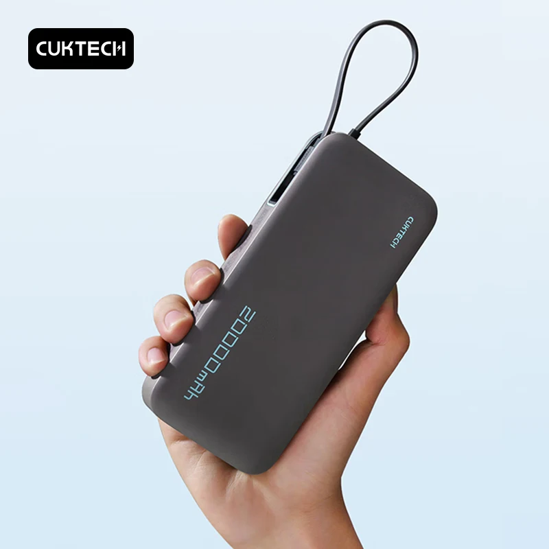 CUKTECH Built In Cable Power Bank 20000mAh 55W Max USB C 2-Way Fast Charging For Macbook Pro iPhone 15 Xiaomi