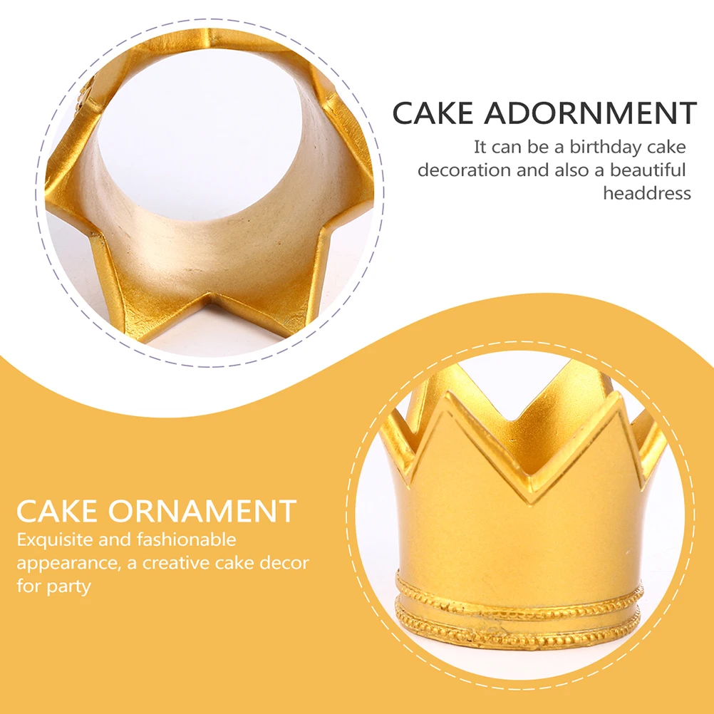

2pcs Golden Crown Decoration Resin Cake Topper Birthday Wedding Party Adornment Elegant Cake Ornament Fade Resistant