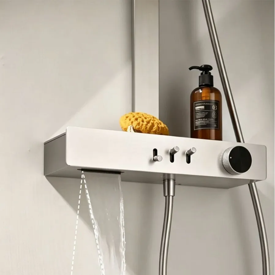 Wall mounted rainfall shower set handheld shower head bathroom hot cold mixer multi function bathroom shower fixture