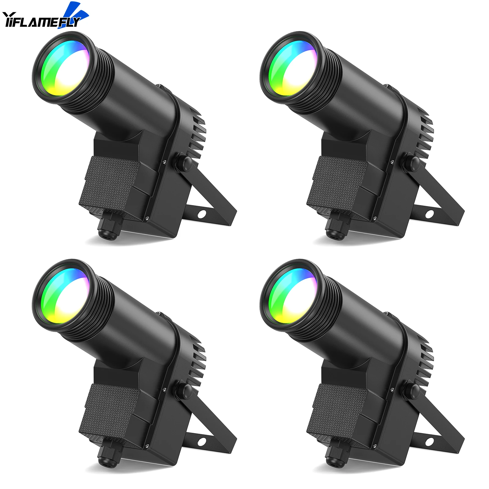 

Yiflamefly 4Pcs LT-LED Pinspot Par Light Stage Effect Light Sound Active DMX512 RGBW for Christmas Home Decor DJ KTV Disco Party