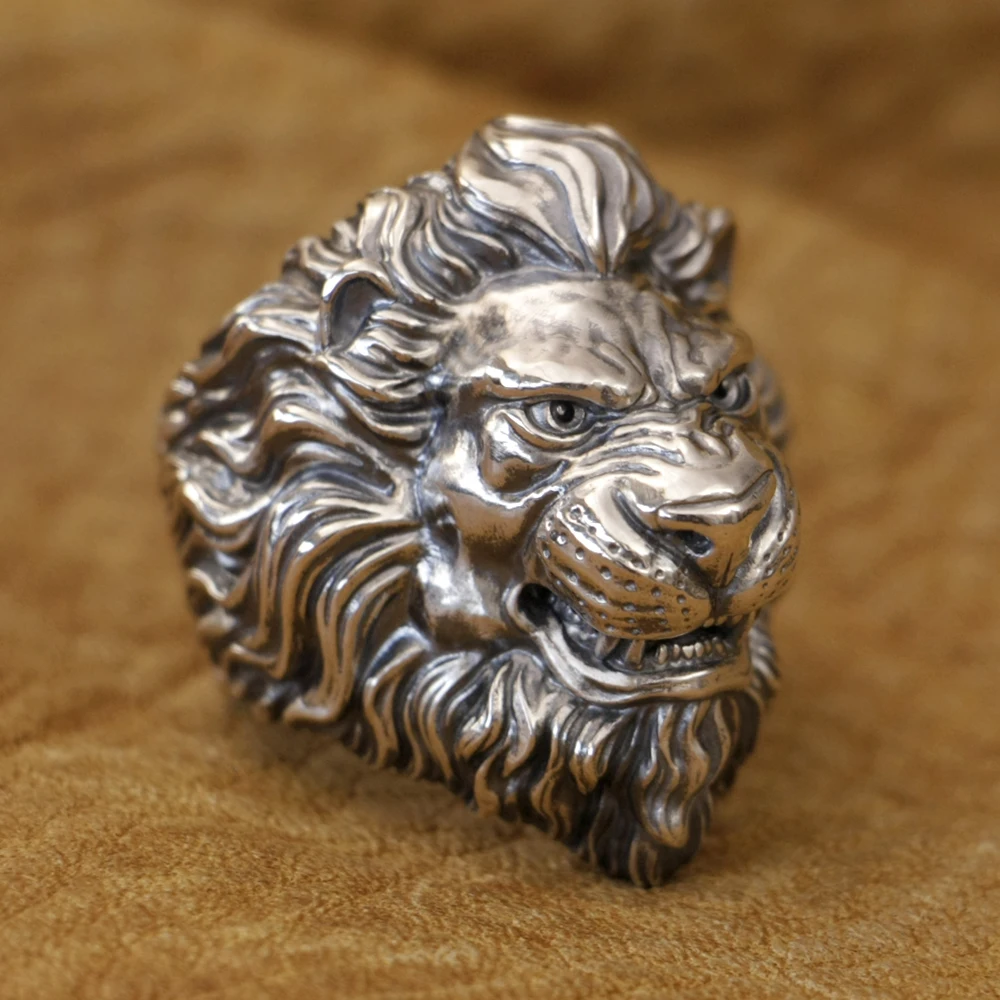 Huge 925 Sterling Silver Angry Lion Punk Ring TK428 Open US Size 8~15 BZ