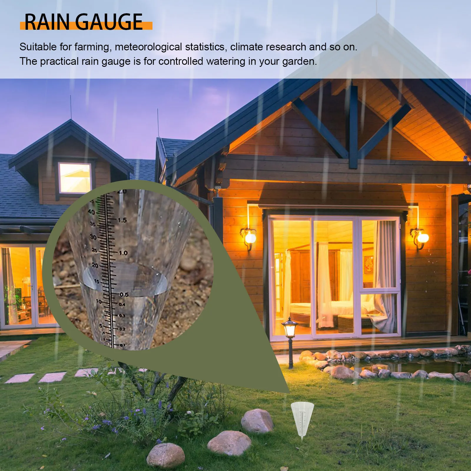 

Rain Gauge Cone Cup Transparent Scale Measured Shaped Catch Garden Farming Meteorological Climate Sprinklers Water