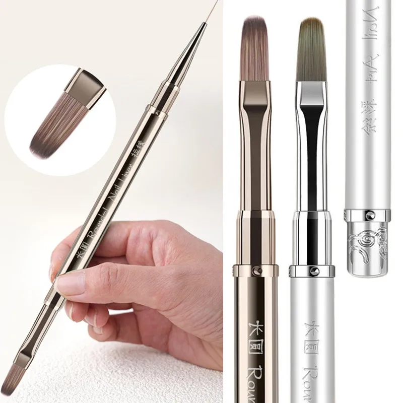 1/6PCS Double Head Metal Handle Nail Brush Liner Brush Painting Pen Gel Brush Crystal Nail Art Manicure
