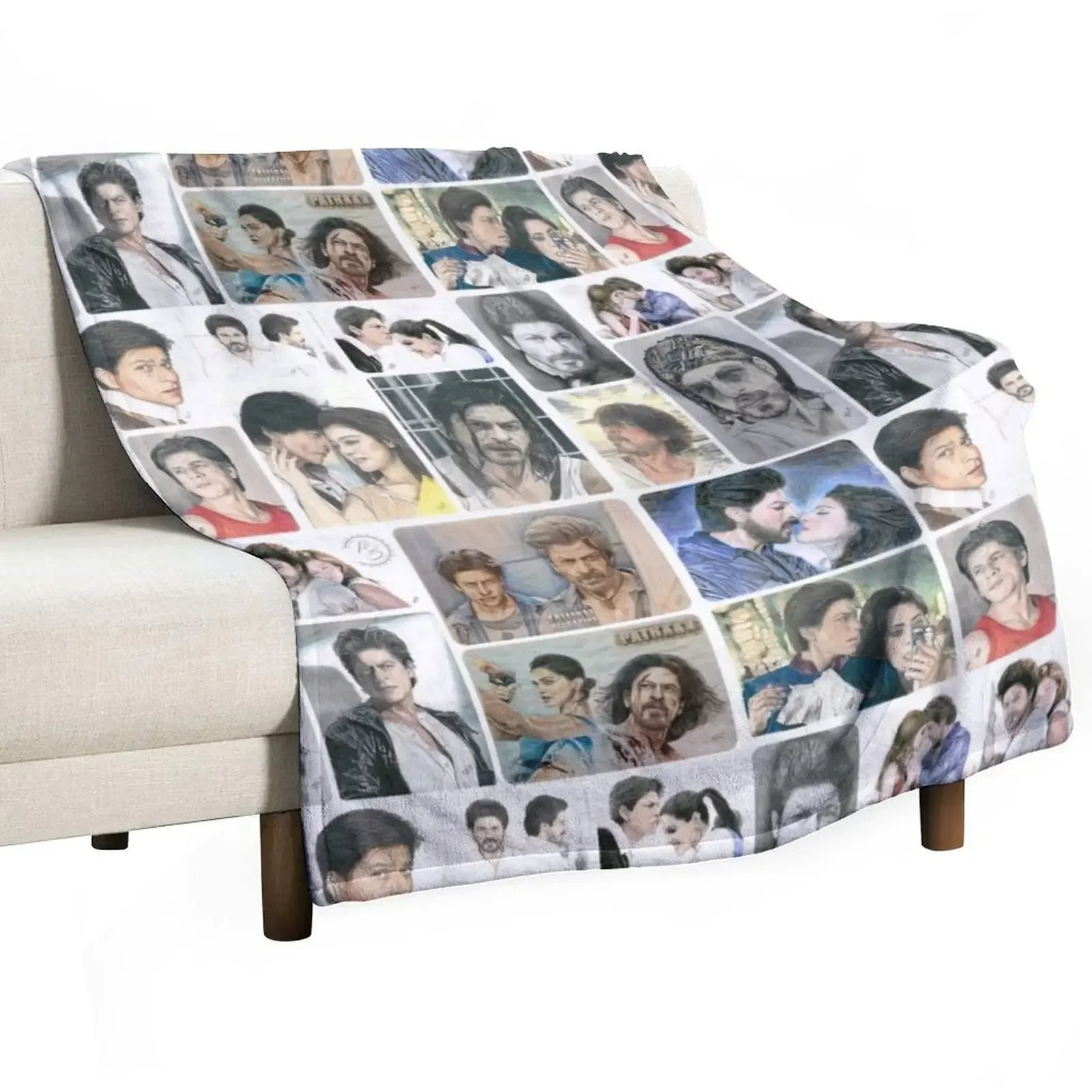 

SRK Collage 2.0 hand painted Throw Blanket Thins heavy to sleep Summer Beddings Blankets