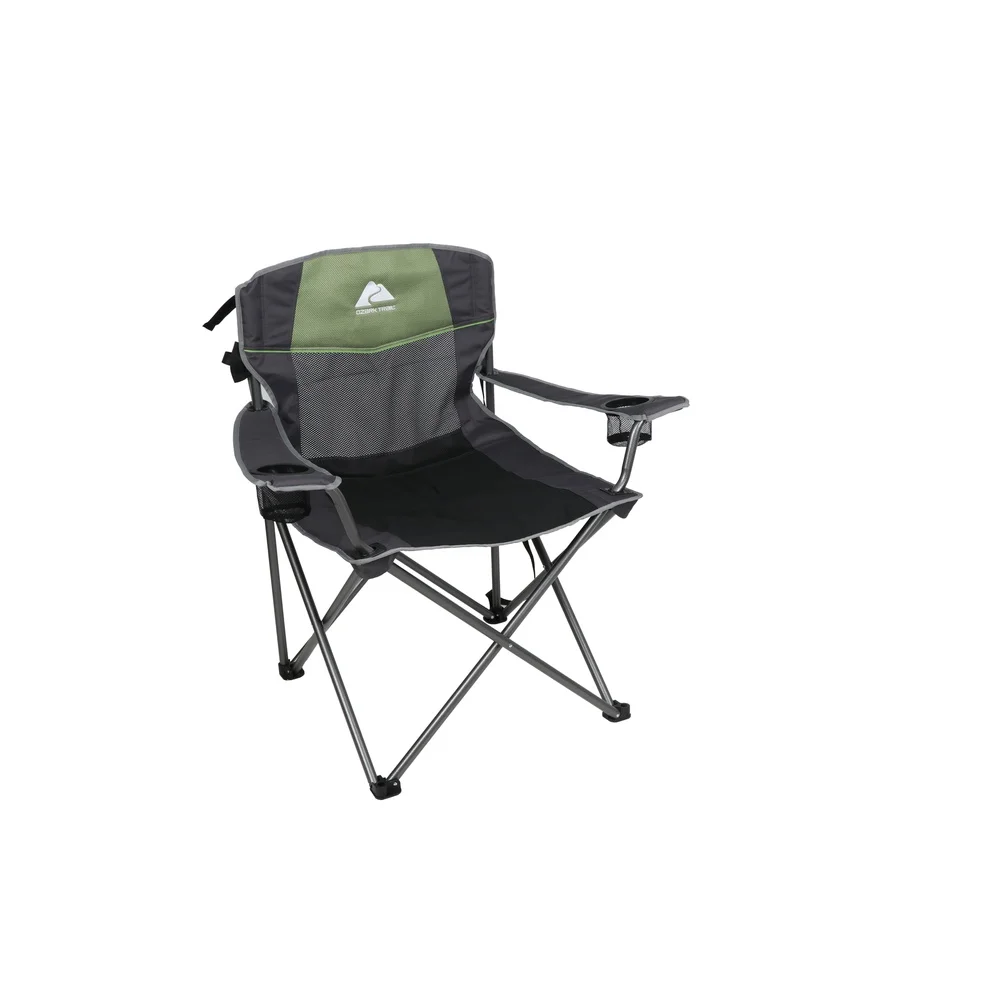 Heavy Duty Big and Tall Folding Chair with Cup Holders Portable Camping Chair Quad Fold Steel Frame Includes Carry Bag