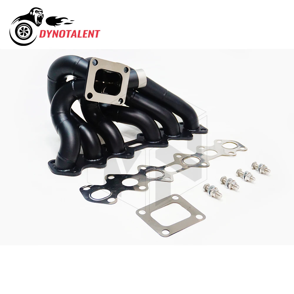 DYN RACING Black Ceramic Coating 45mm OD 3mm Steam Pipe SS304 Supra 2JZGTE 2JZ-GTE 2JZ GTE Equal Length T4 Turbo Manifold