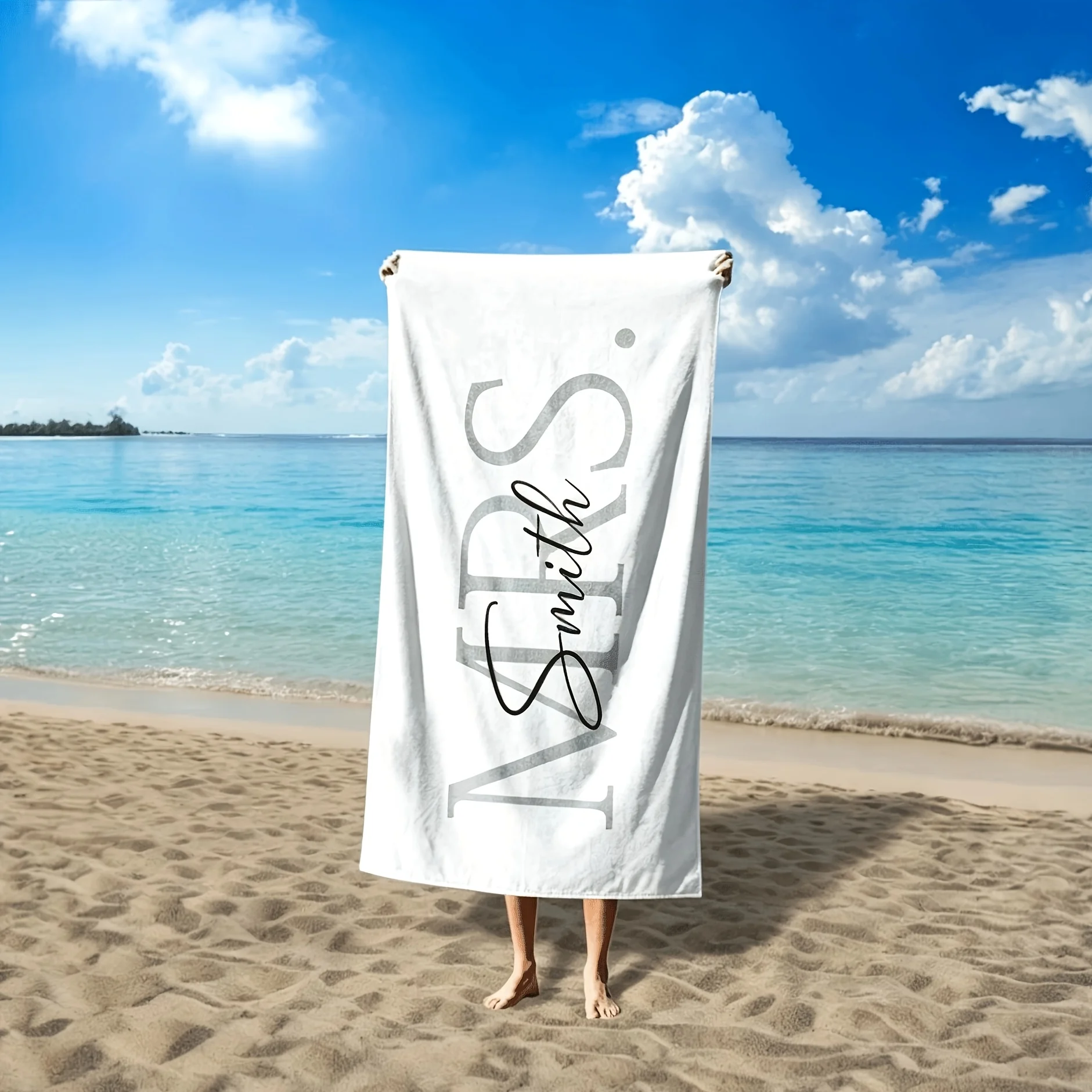 Custom Mr.& Mrs. Beach Towel, Custom Couple Name Pool Towel,  Newlywed Gifts, Honeymoon Gift, Anniversary Gift, Wedding Gift