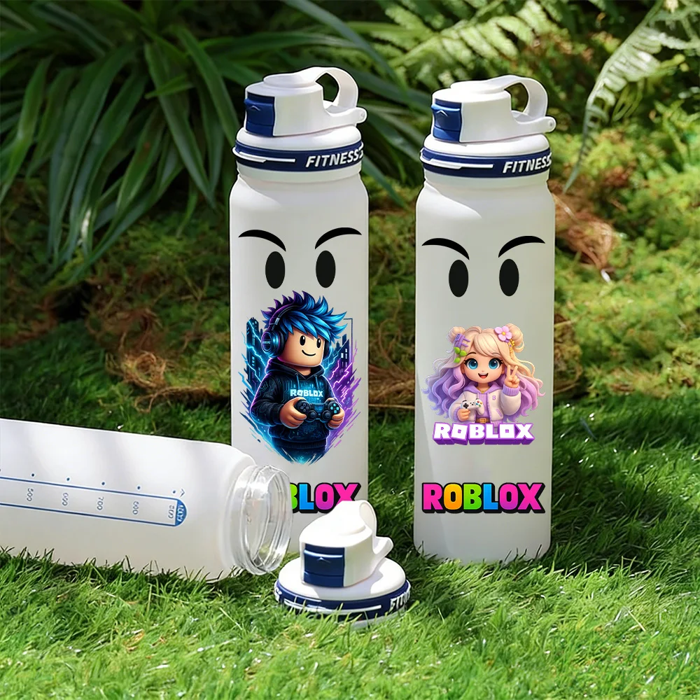 

1000ML Roblox Game Character Large Capacity Water Cup Robot Cartoon DynaBlocks Drinking Bottle White Plastic Cup Holiday Gift