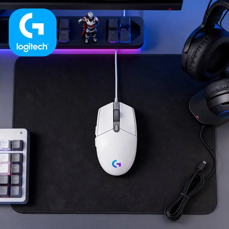 Logitech G203 LIGHTSYNC Mouse Gaming Wired 8000 DPI Sensor 16.8M RGB Colors 6 Buttons 2.1m Cable PC Laptop Portable
