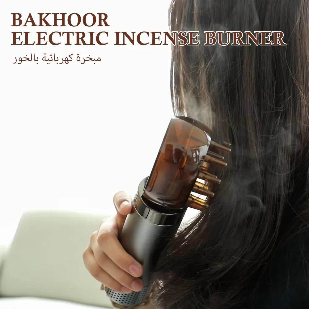 Bakhoor-quemador de incienso 2 en 1, difusor de Aroma para el cabello, peine, quemador de incienso eléctrico de Arabia Saudita, dispositivo