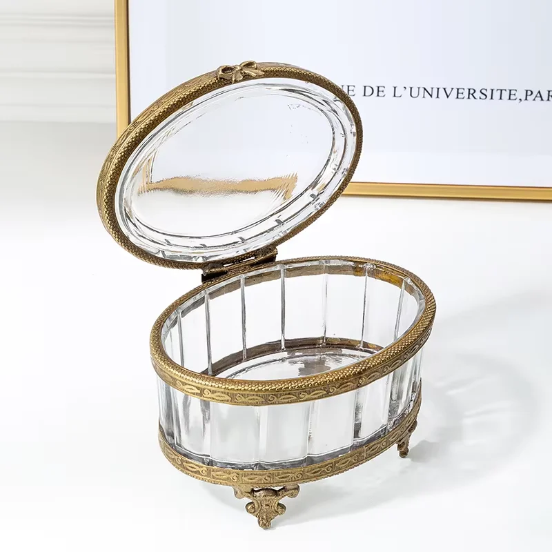 

Imported European court retro luxury glass necklace jewelry box.