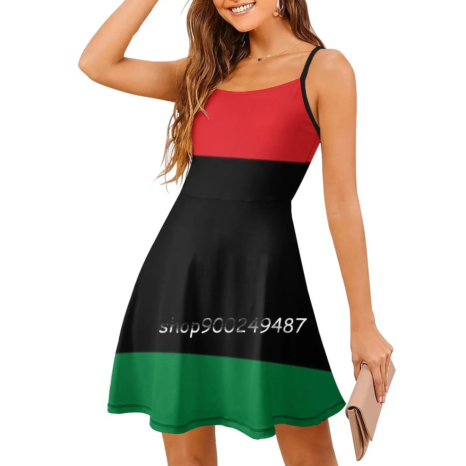 Pan African Flag T-Shirt-Unia Flag Sticker-Afro American Sling Dress Sexy Dress Female High Waist Dresses For Women Pan African