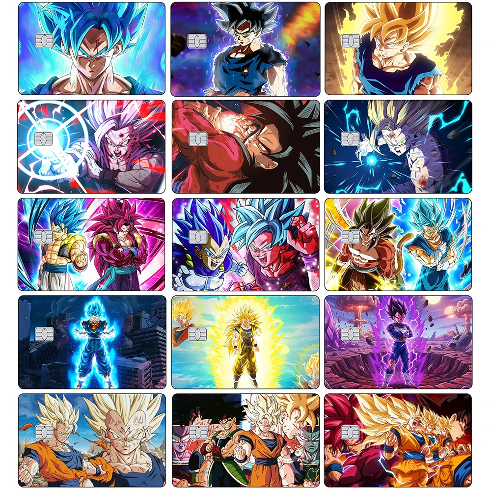 Pegatinas Decorativas para Tarjetas de Crédito con Diseño de Anime Dragon Ball, Adhesivos de Guku para Tarjetas VISA, JCB, Mastercard y Otras Tarjetas Bancarias IC