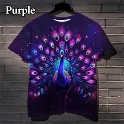 Beautiful And Cool 3D Printed Peacock Feather Pattern Personalized Fashionable Casual T-shirt Men Women Short Sleeve Tops Tees