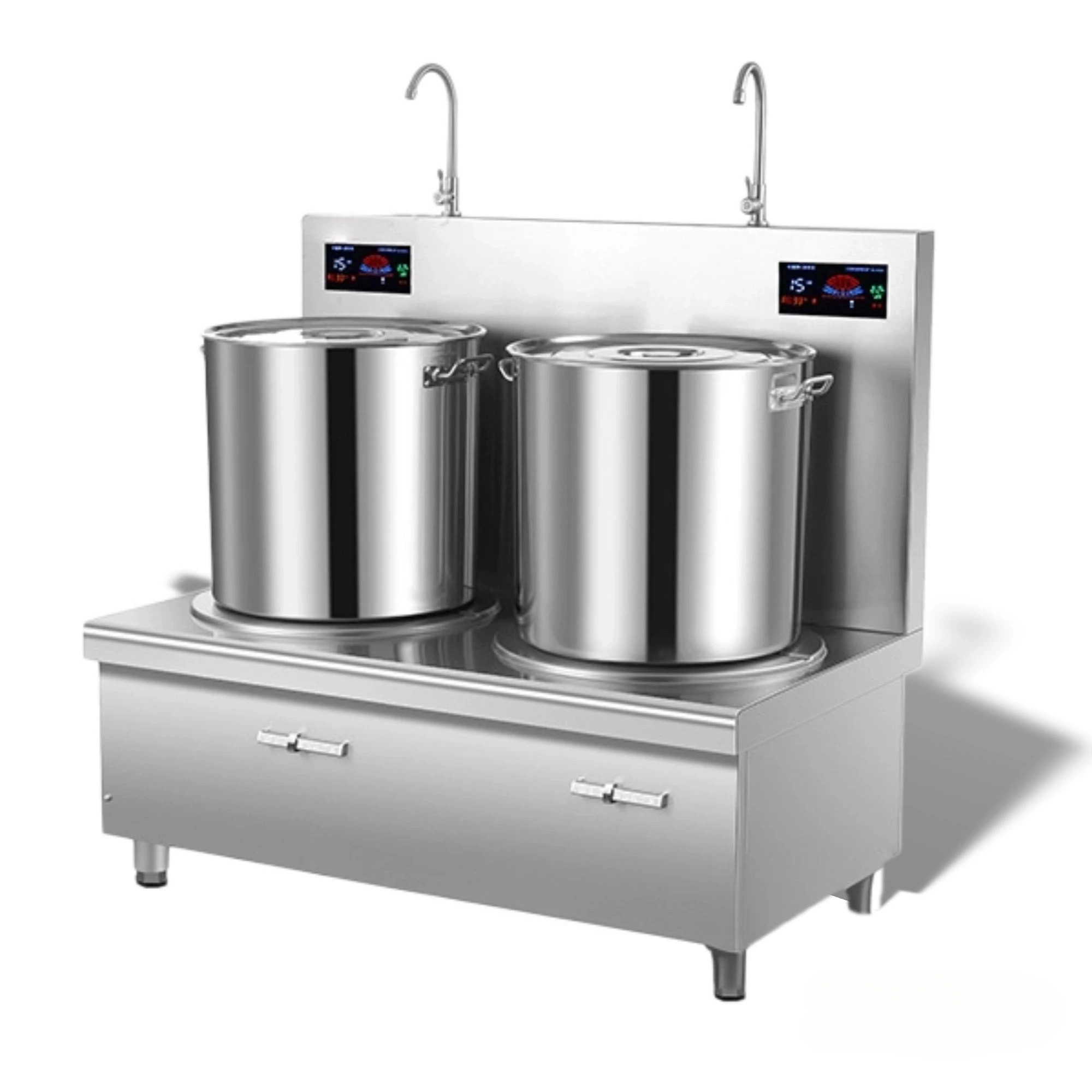 

6-15KW Induction Slow Soup Cooker Vertical Simmer Cooker Commercial Wok Large Induction Work Cooker to simmer the soup with 304