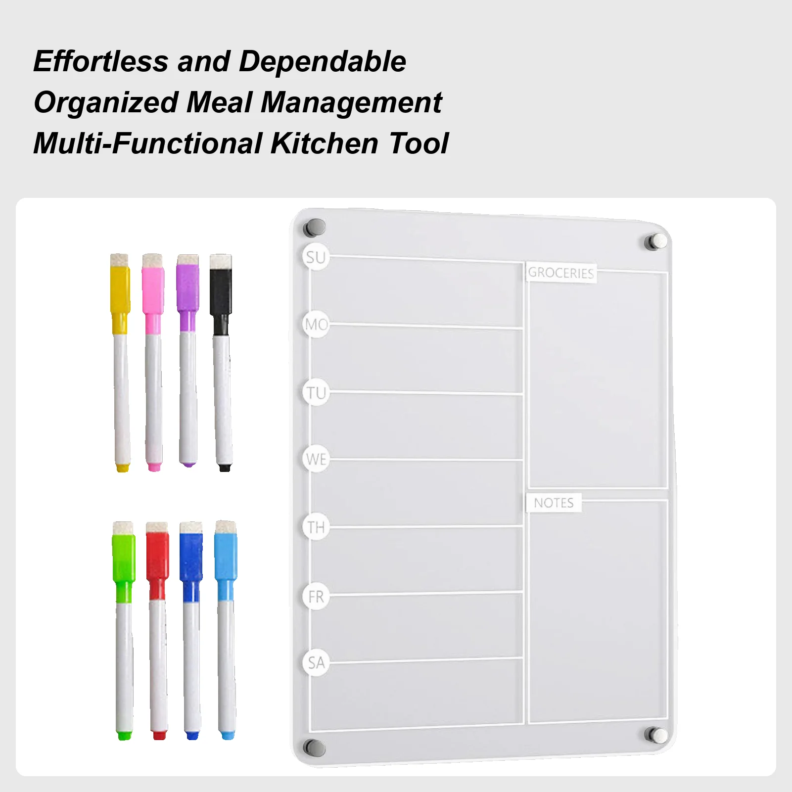 

Acrylic Meal Planner For Fridge Magnetic Planner Note Board For Refrigerator With 8 Markers Erasable Weekly Meal Noteboard For