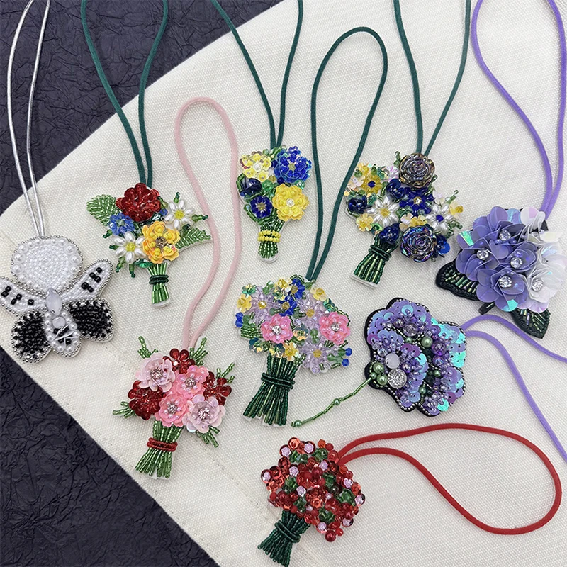 

Exquisite Floral Lanyard Keychain Mini Bouquet Pendant For Bag Decoration, Diy Flower Applique Handbag Charm Fashion Accessories