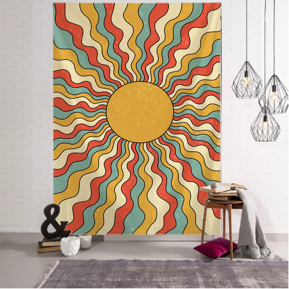 Cartoon Colorful Sun Tapestry Wall Hanging Kawayi Art Bohemia Tapies Hippie Simple Girls Dormitory Home Decor