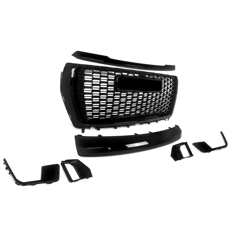 Factory Hot Selling 7PCS Gloss Black Front Grille Assembly Set Bumper Trim Molding Auto Exterior Accessory