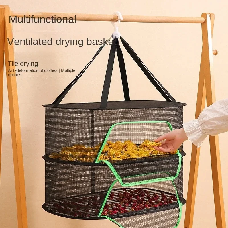 Muti-layer Food Drying Net Anti-mosquito Folding Dry Rack for Herbs Hanging Basket Dryer Bag Mesh Drying Net for Vegetable Fruit