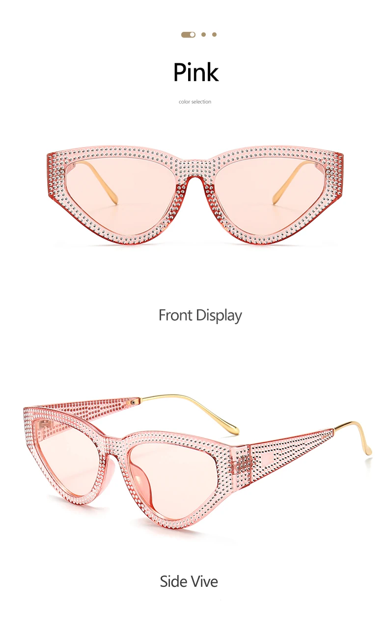 Stilvolle Voll-Diamant Katzenaugen-Sonnenbrille für Damen Unisex Internet-Berühmtheit Streetstyle-Brille 5127 – Detail 11