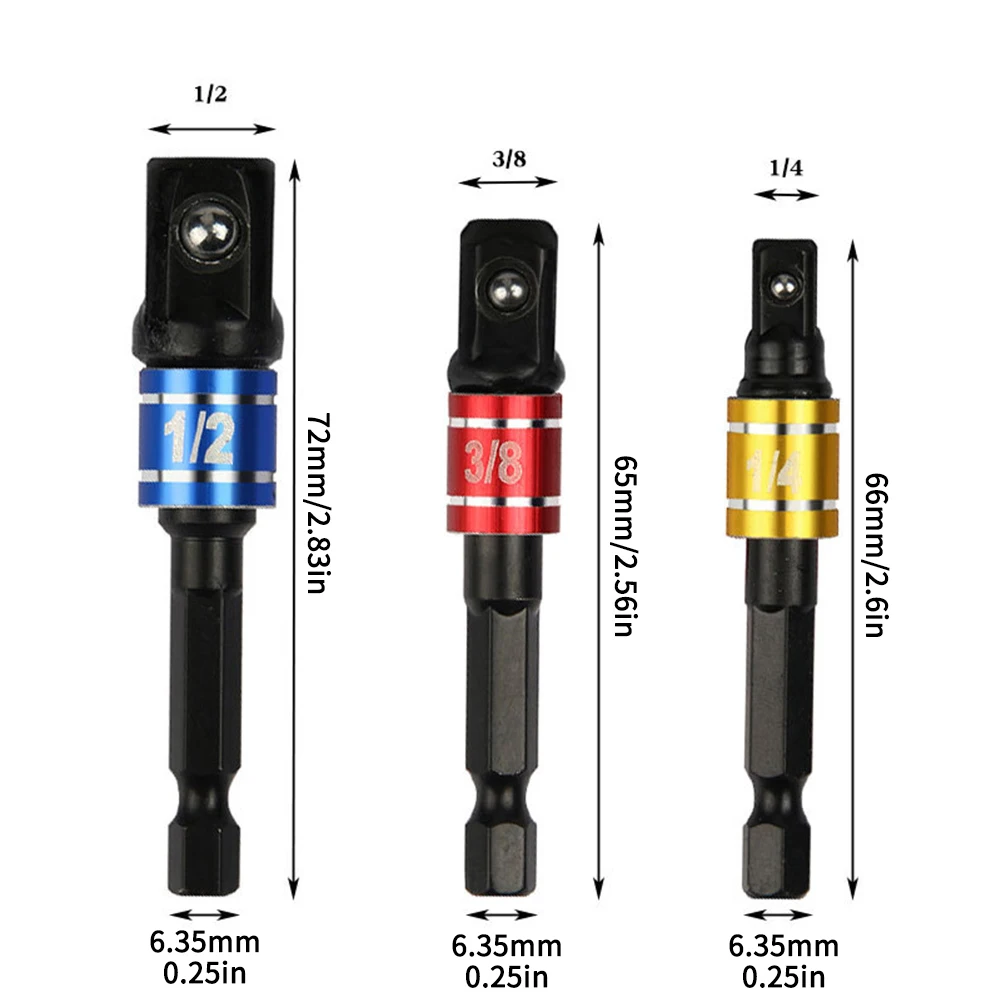 Bending Screwdriver Joint Black Hexagonal Handle Conversion Connect Rod 1/2 Square Head 3/8 Sleeve 1/4 Electric Tool Accessorie