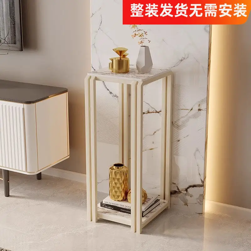 Light luxury wrought iron slate flower rack storage  living room balcony, floor-standing multi-layer ornament display rack,