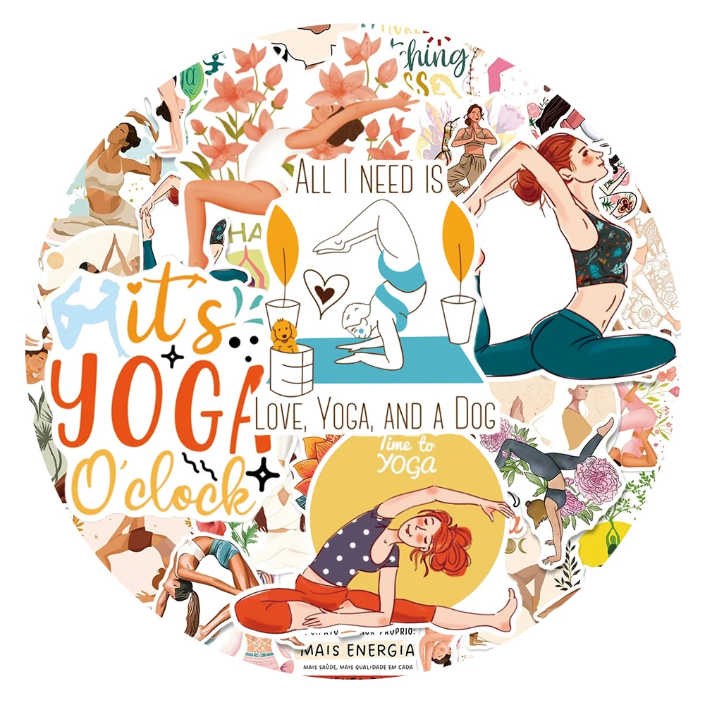 

10/30/50pcs Pilates Yoga Fitness Girl Stickers Cartoon Graffiti Decals Waterproof DIY Fridge Water Bottle Phone Sticker Toy Gift