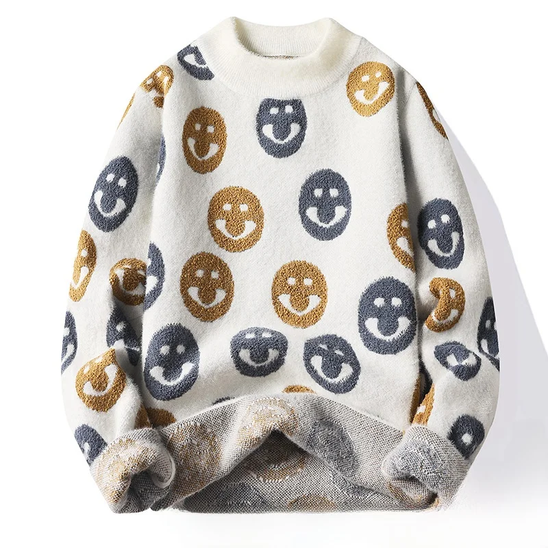 

Мужской вязаный свитер с высоким воротником, утепленный, осенне-зимний, теплый, молодежный, повседневный, из нейлона и полиэстера