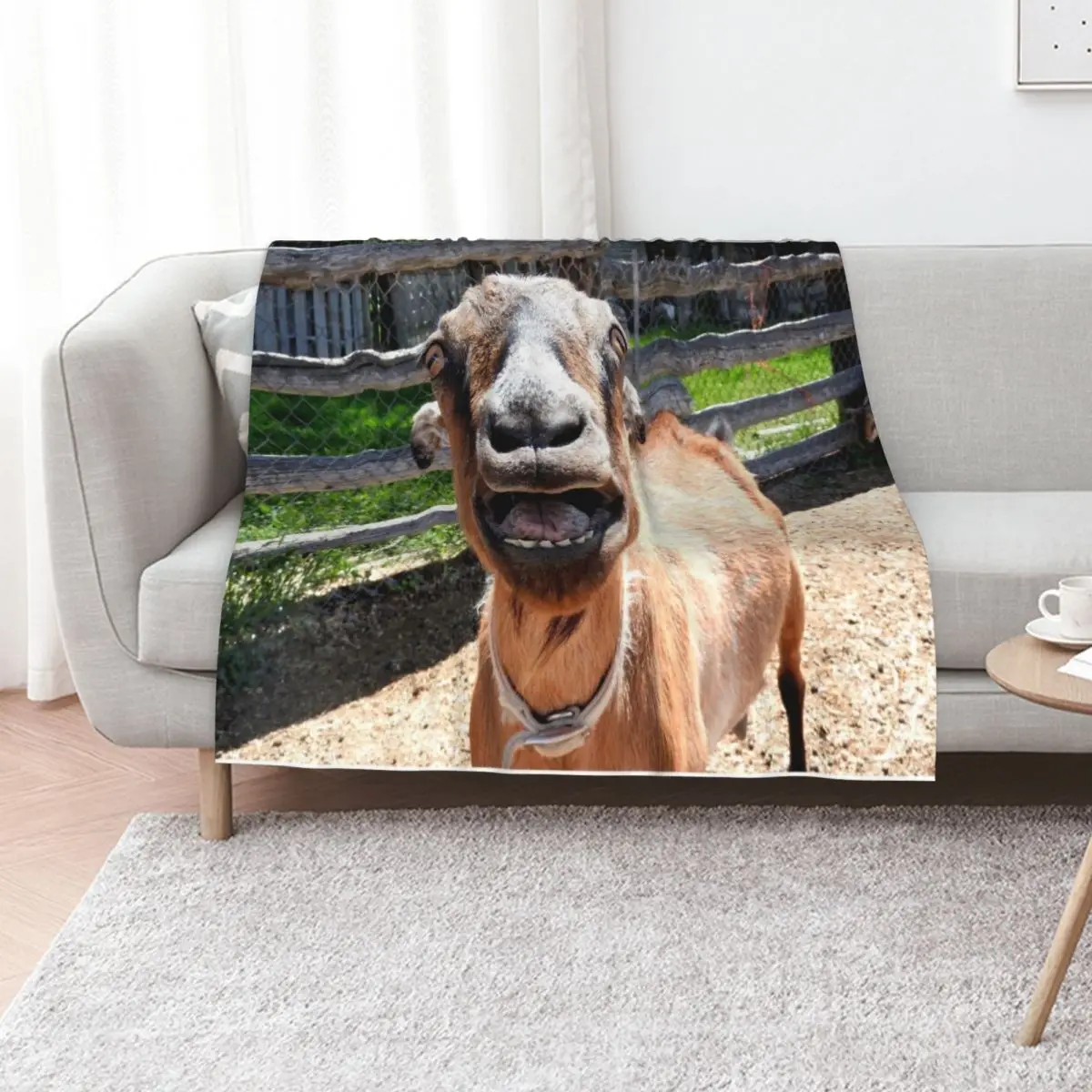 smiling goat, yelling goat, funny goat Throw Blanket Single Luxury Vintage for winter Winter beds Blankets